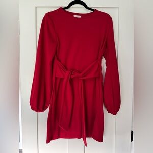 Elegant Red Long Sleeve Dress